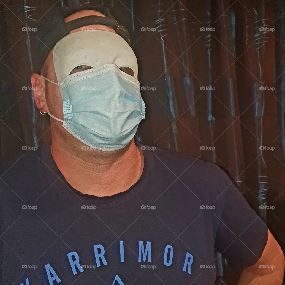 Mask with mouth cap on. MASK ON.