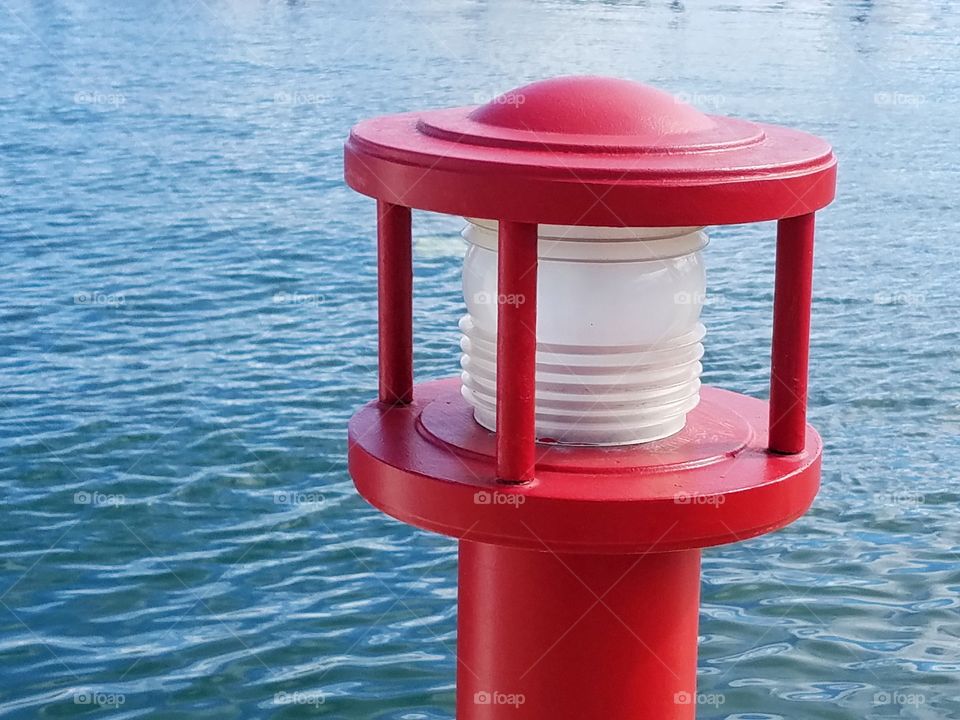 Red lantern in seascape
