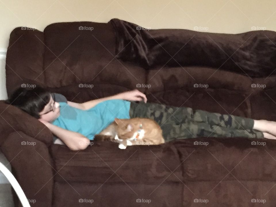Boy and cat 