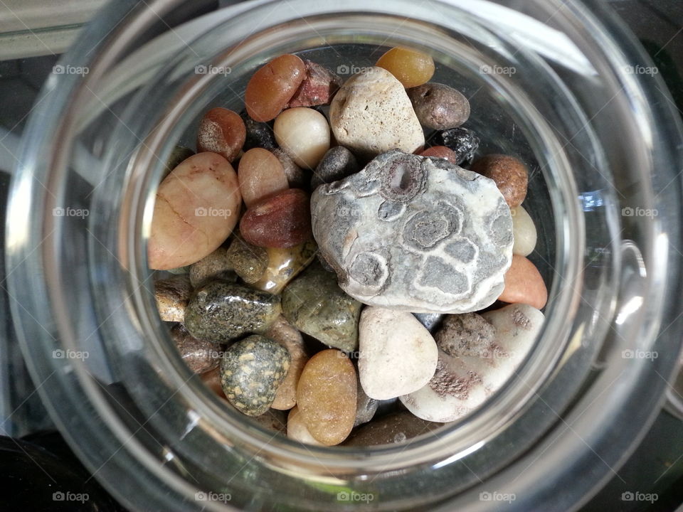 pebbles. pebbles in glass jar