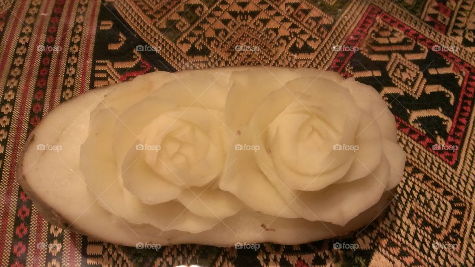 Carved Potato Roses