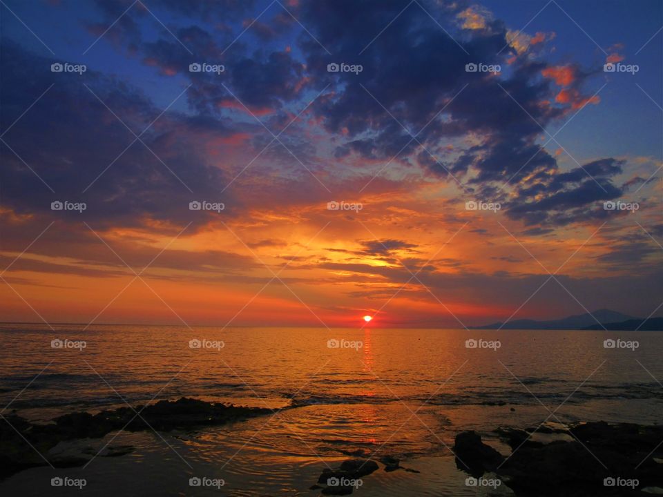 Sunset over idyllic sea