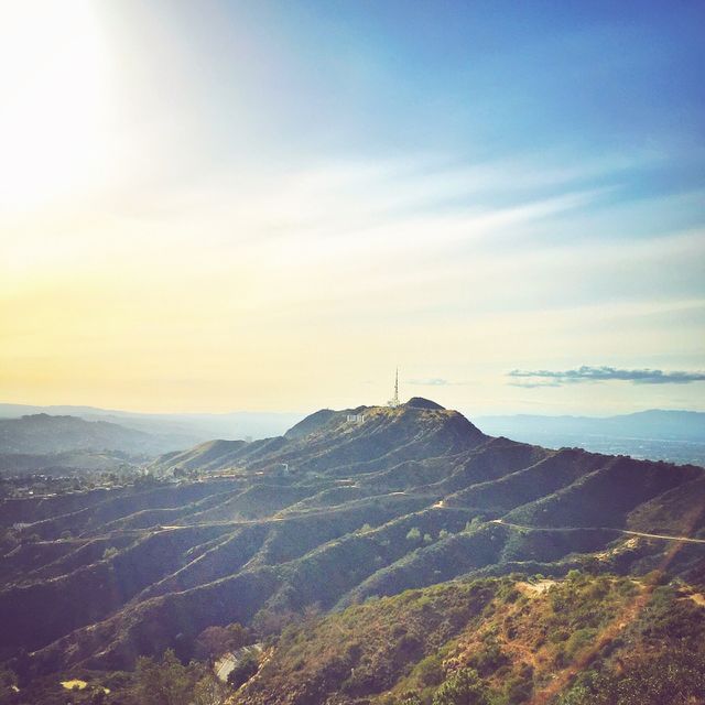 The Hollywood Sign. The Hollywood Sign at sunset.
