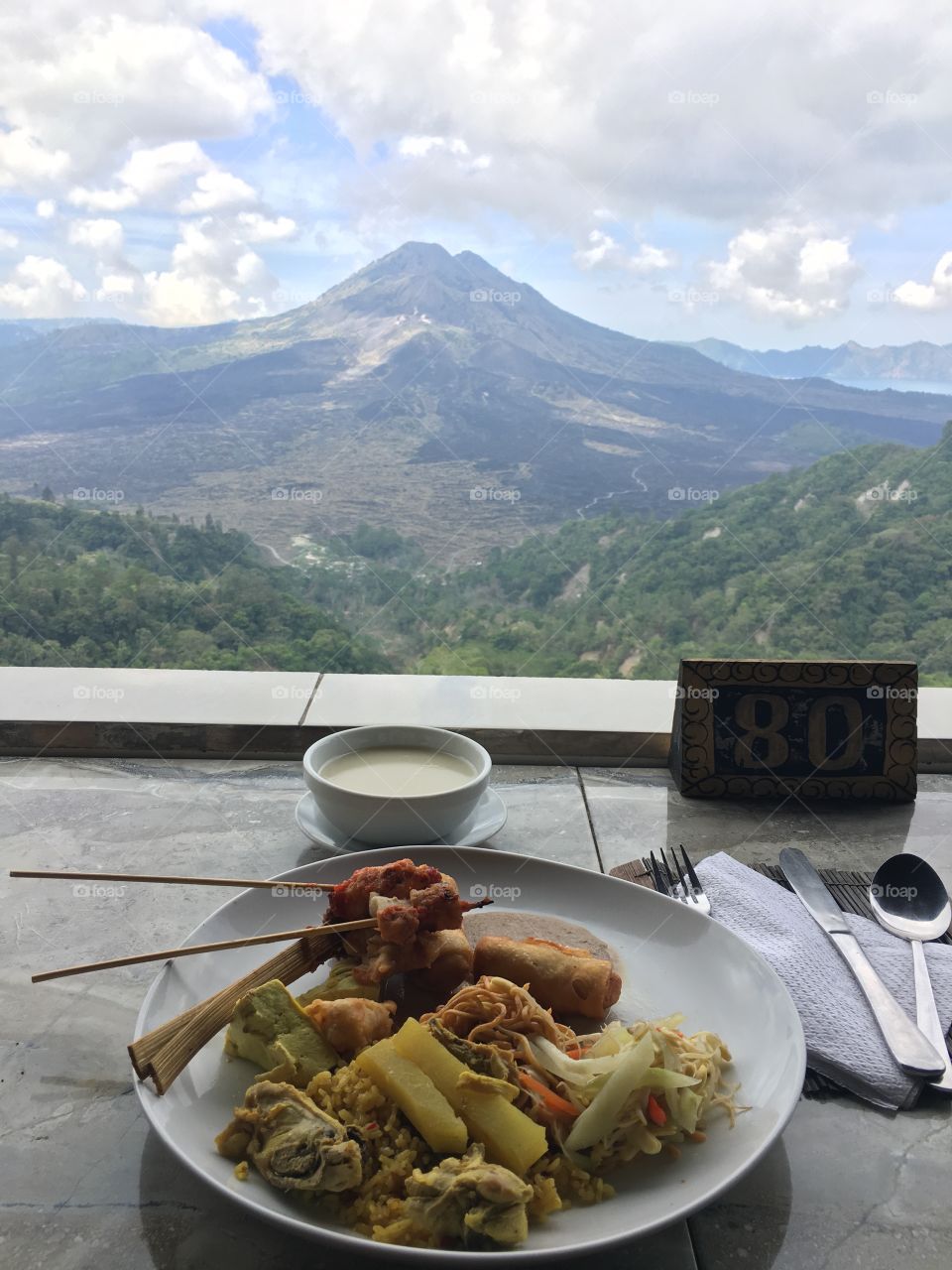 Great lunch with a great mountian view at Bali Indonesia,Kintamani volcano