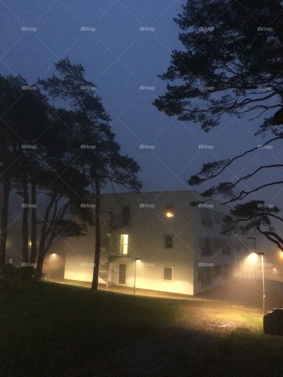 Shot of a building in the evening 