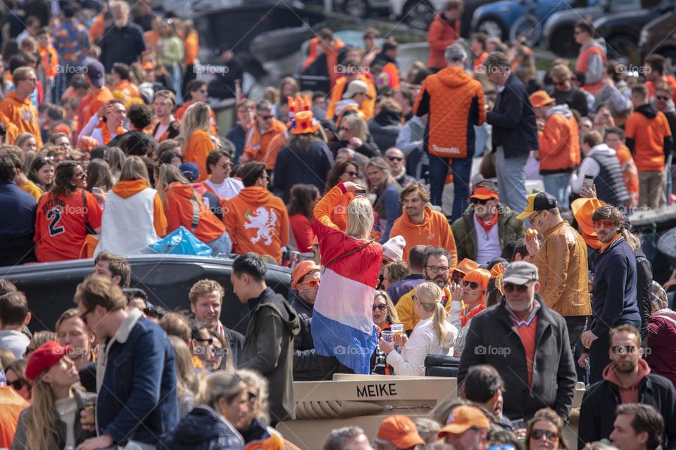 People On Boats During Kingsday At Amsterdam The Netherlands 24-7-2023