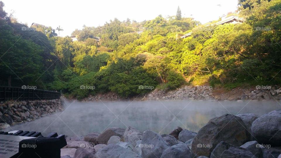a perfect hotspring at the top of the mountain