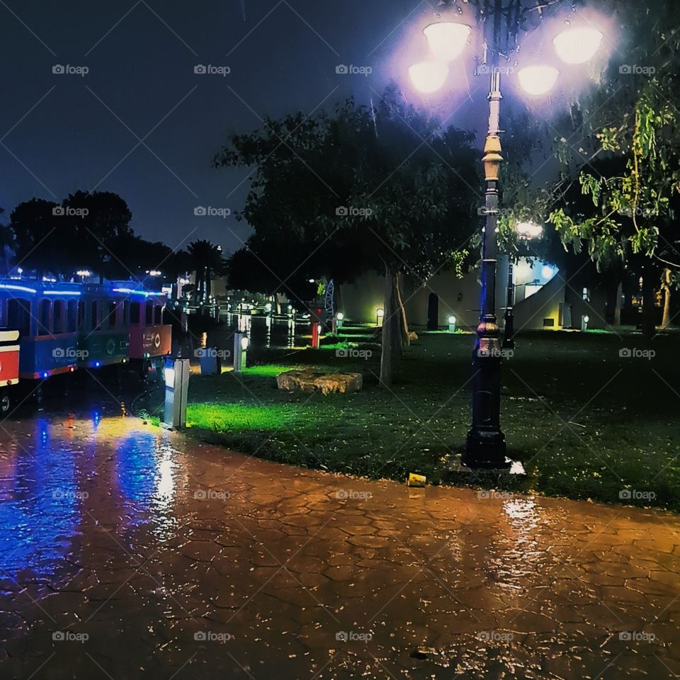 Nice day in a park with raining