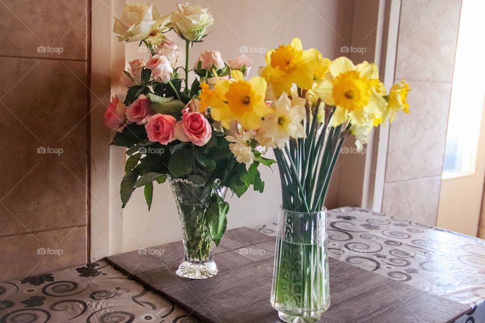 Spring floweres in a vase