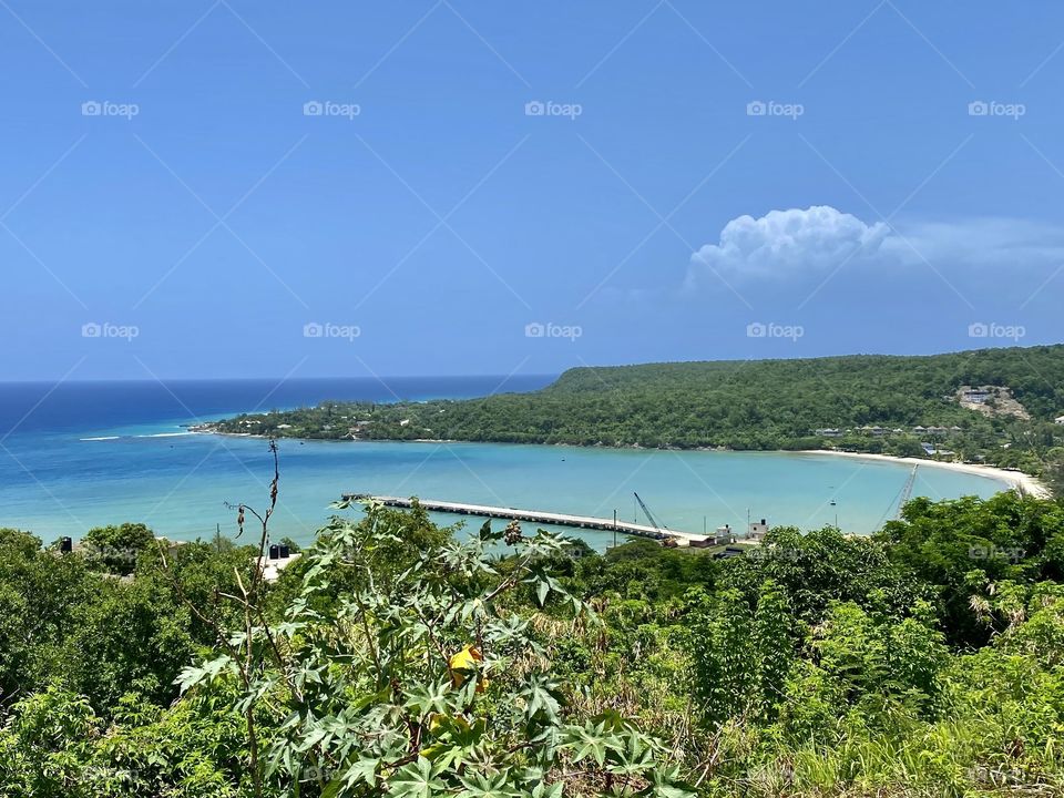 View of the Rio Bueno Bay from A1 highway in Rio Bueno Jamaica 