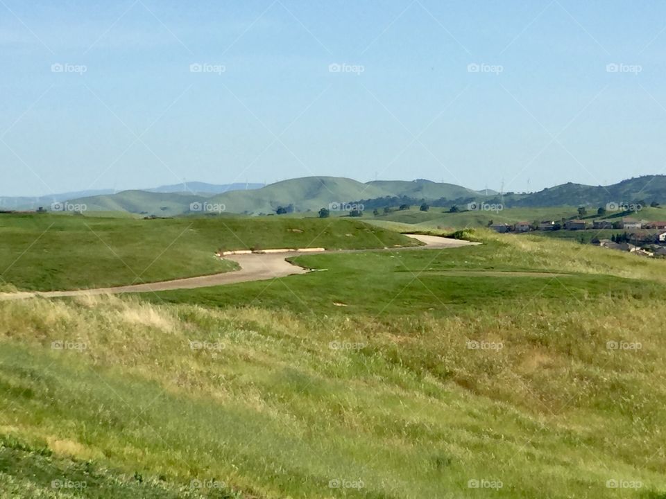 Landscape with grass and hills 