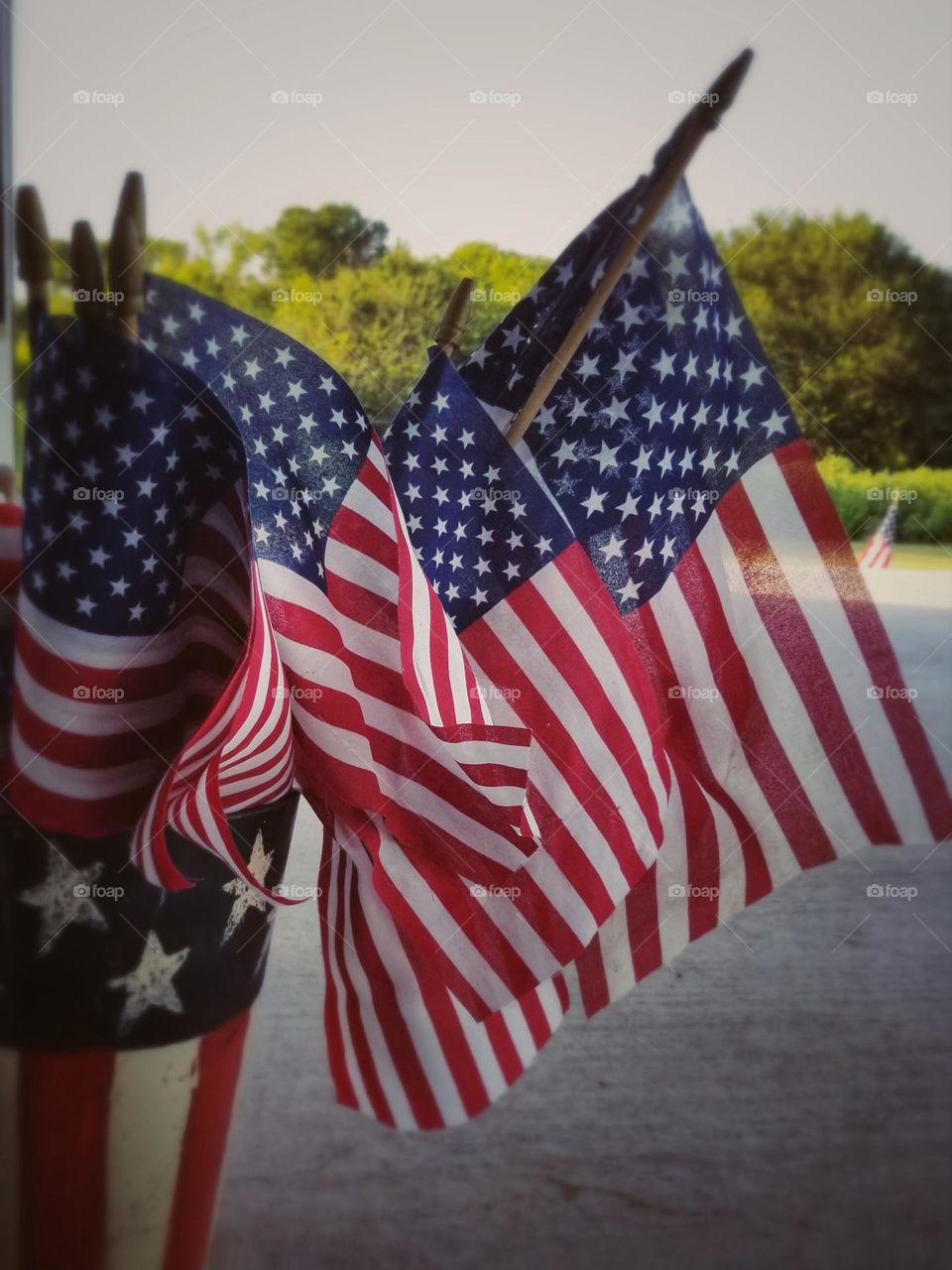 American Flags in a Bucket