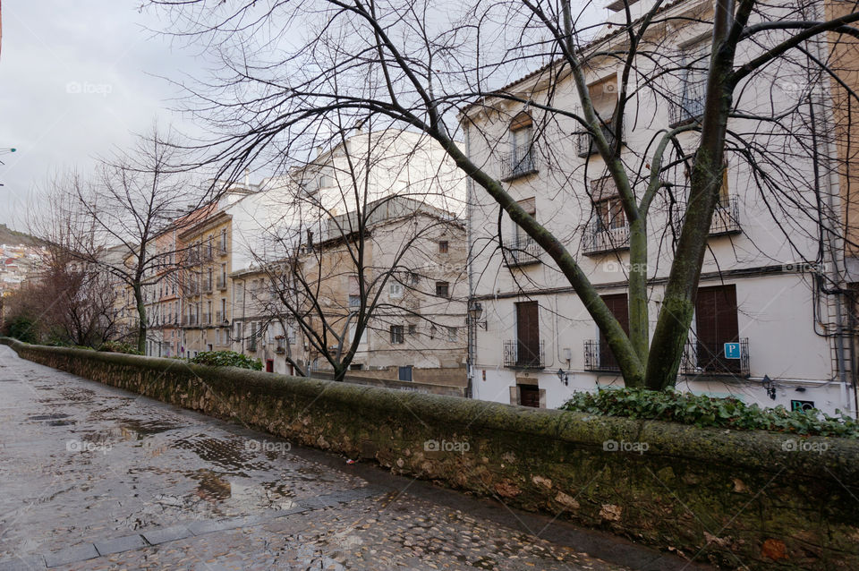 Empty street in old town of Cuenca, Spain