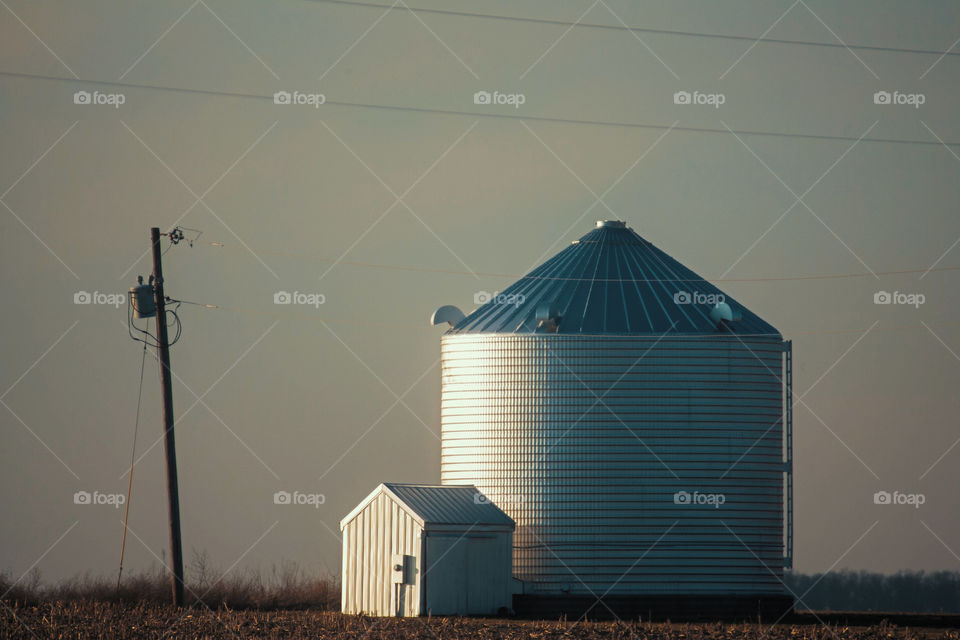 Sunlit set of silos