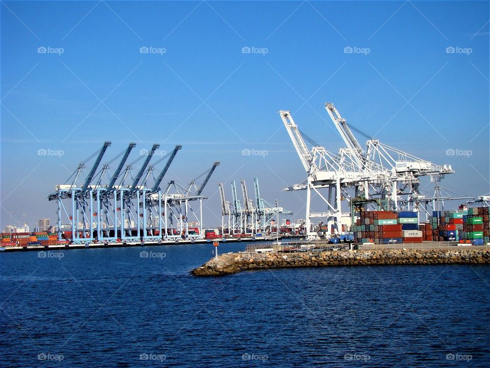 Cranes in the port of Long Beach, California