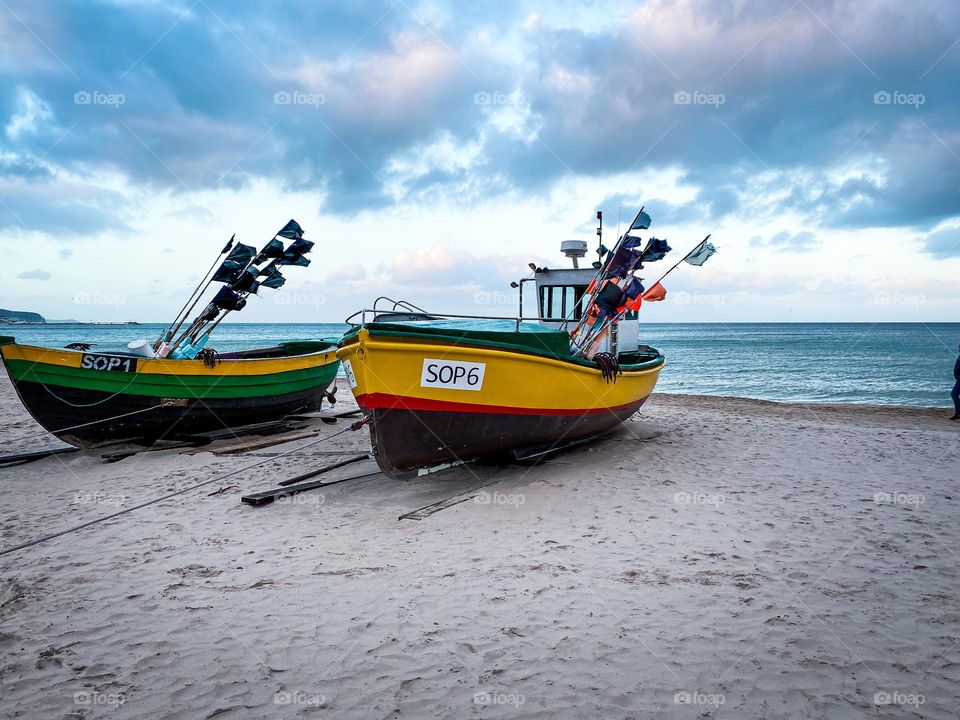 Boats on a coastlines 