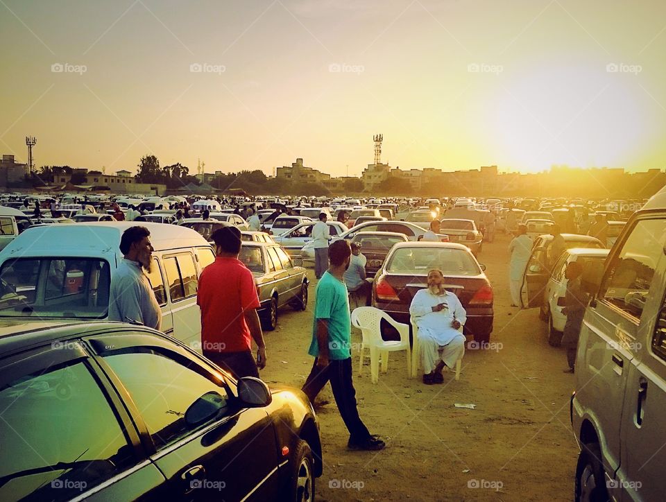 Close-up of car parking lot