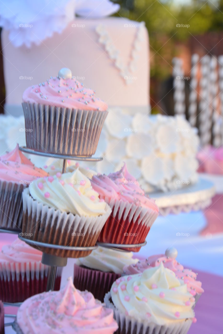 Close-up of decorative cup cakes