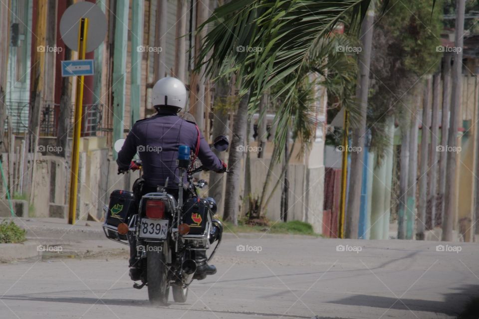 Cuban People.Motorcycle Cop