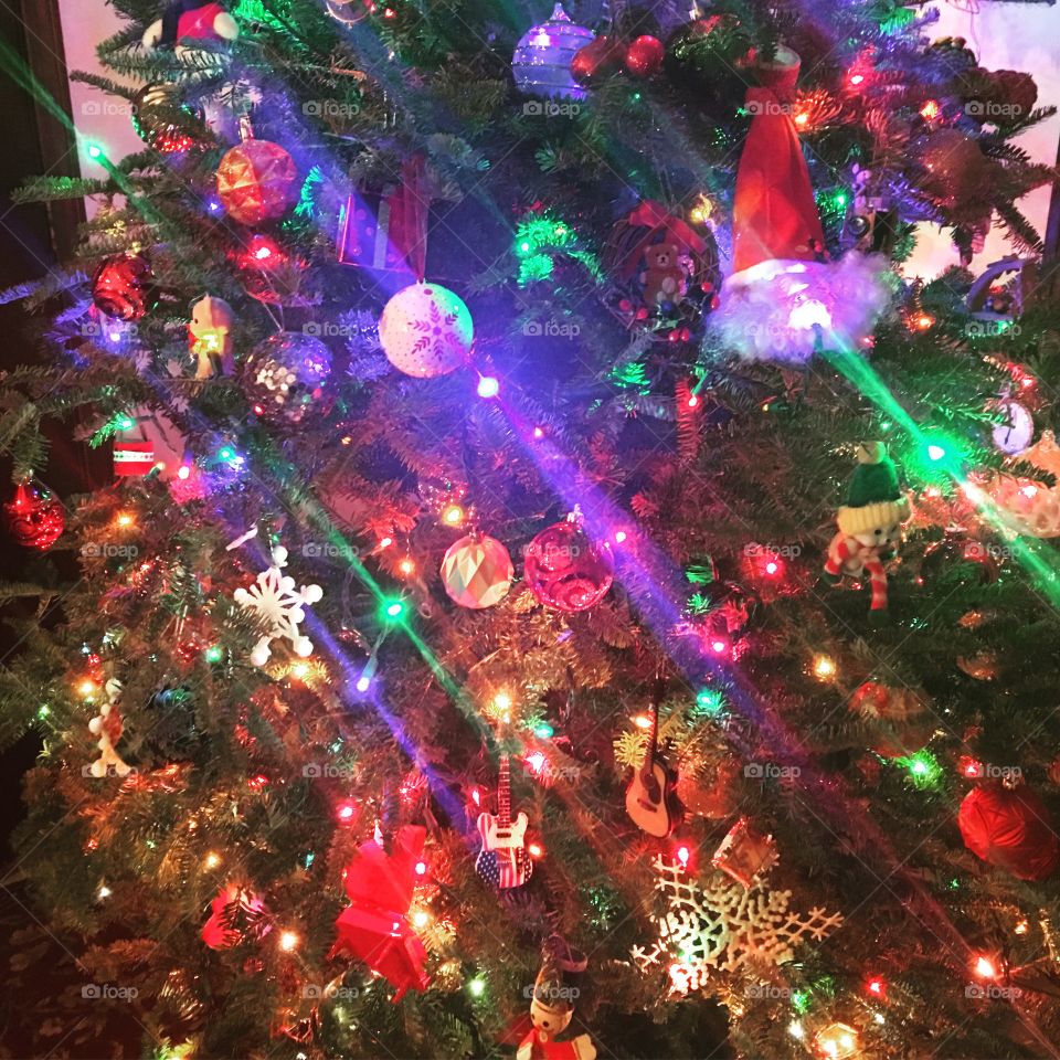 Close up blur of Christmas tree