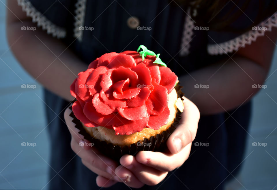 Close-up of rose cupcake