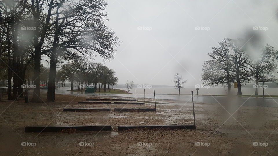 Lake Thunderbird Park in the rain