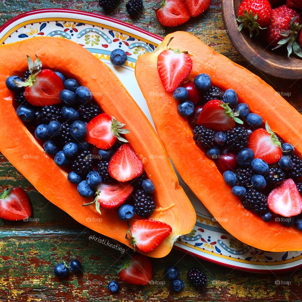 Papaya and berries 