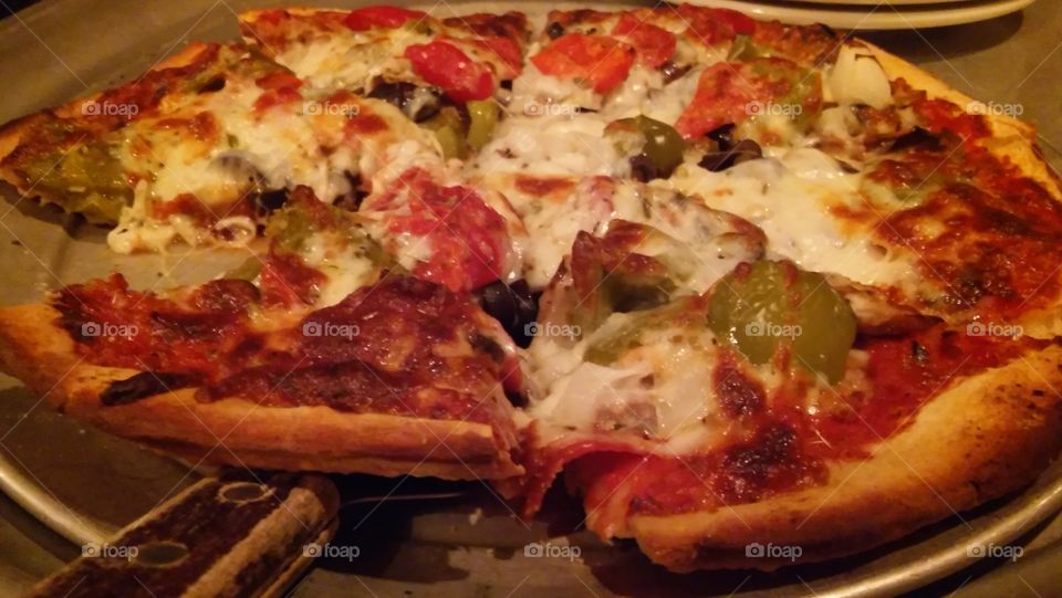 Pizza with sausage and peppers