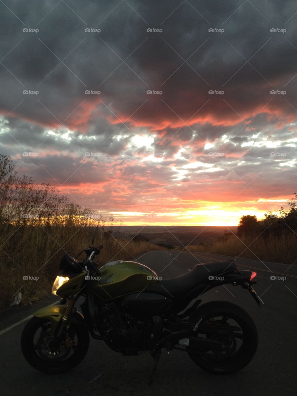 Sunset and motorcycle 