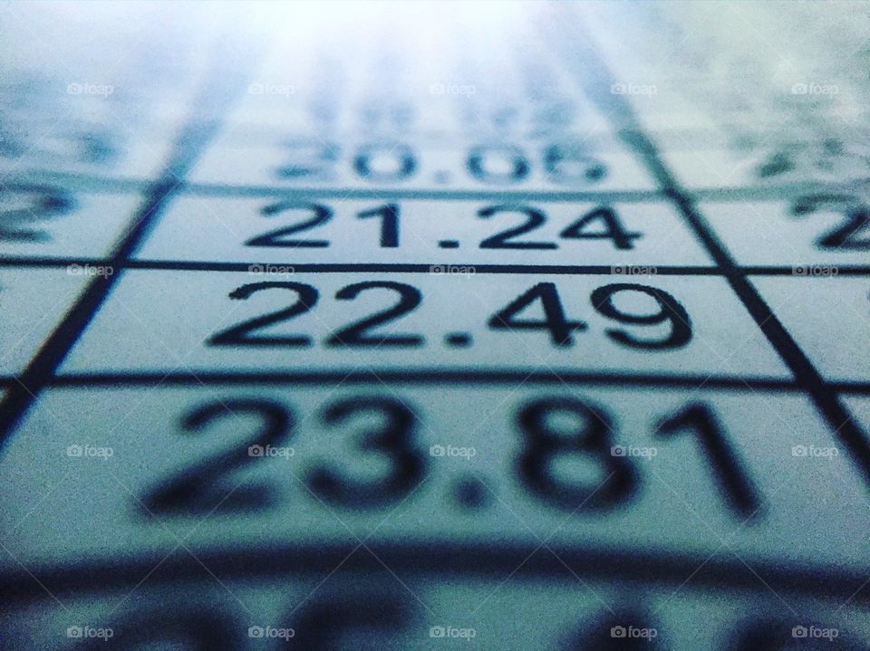 Macro shot of a chart with numbers