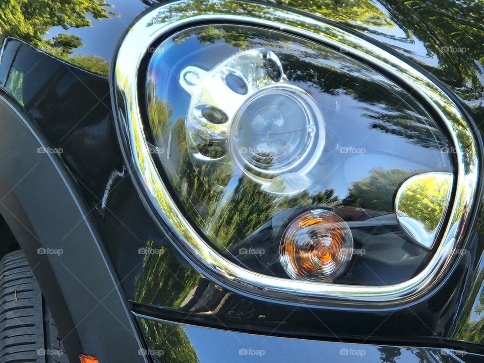 close up of modern car head light