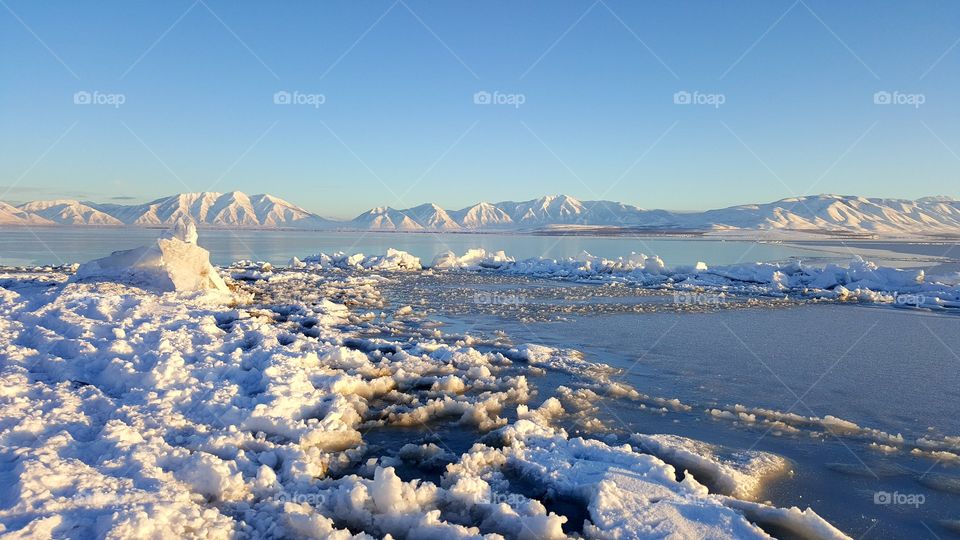 Frozen Utah Lake