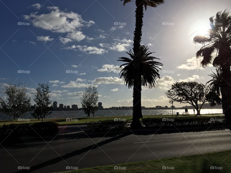 The view near the Swan River captured from Langley Park in the Perth CBD.