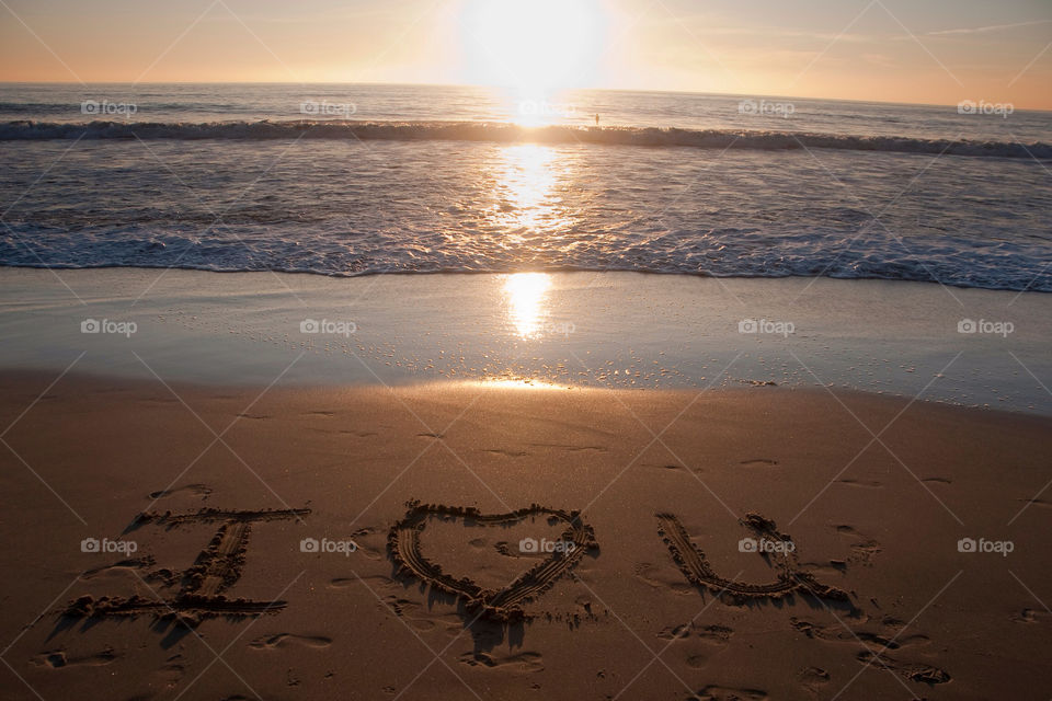 I love you written in the sand on the beaches of California