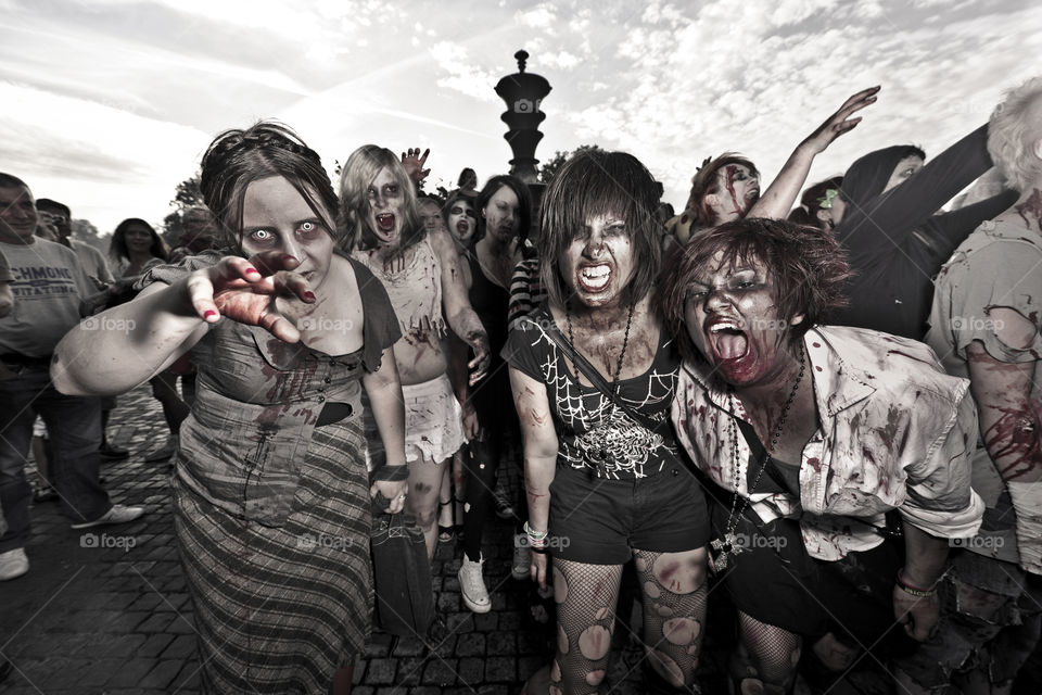 Zombie walk in Sweden. The undead took over the town of Malmö.