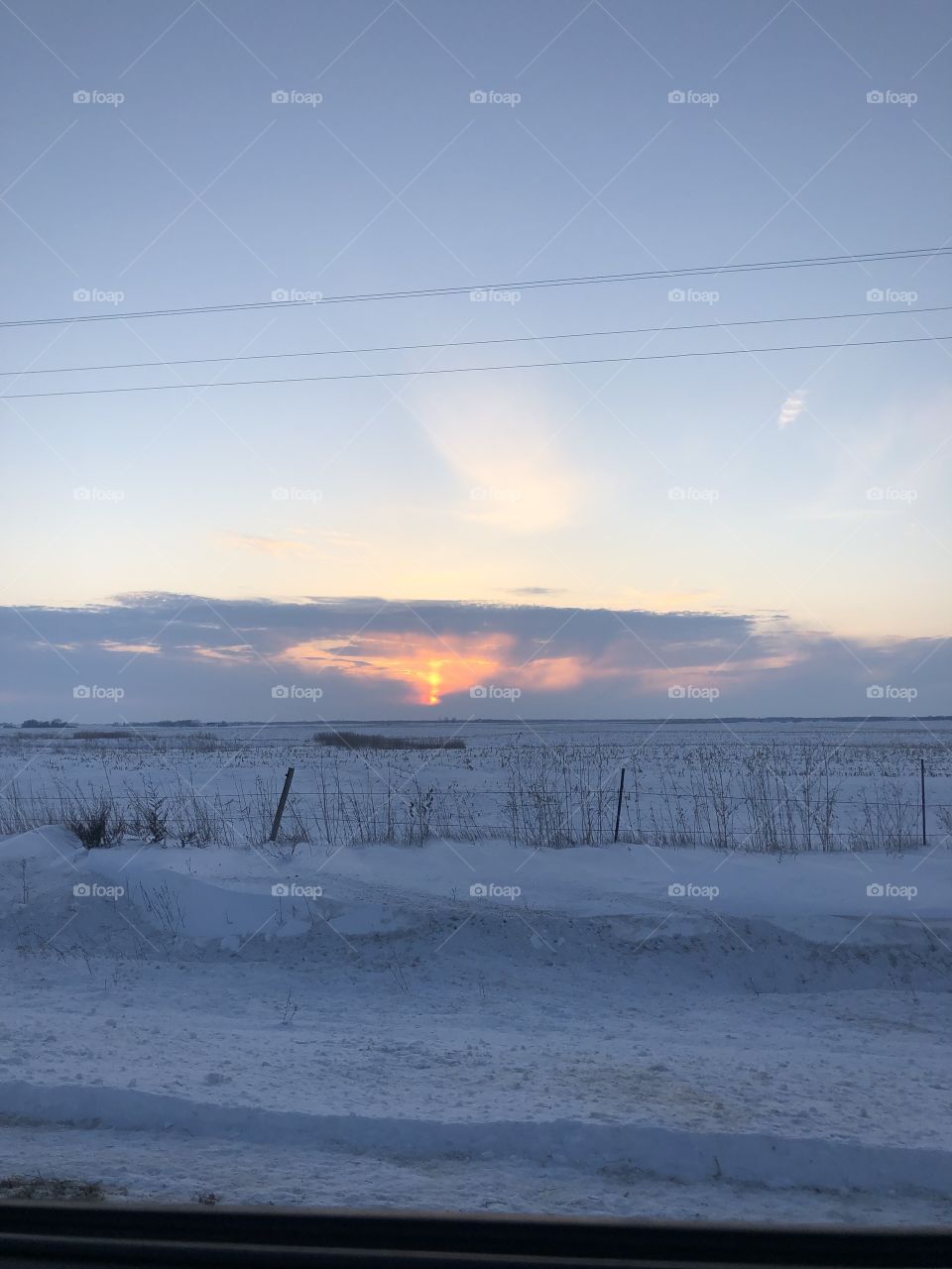 Sunset cornfield clouds fences 