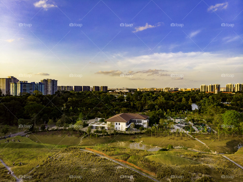 Aerial view of a park in Singapore