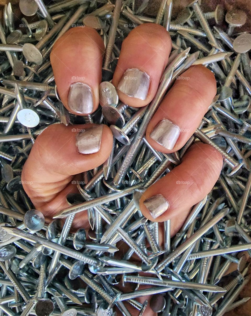 Silver manicure.