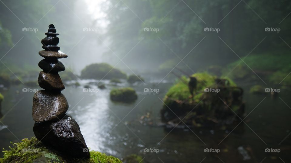 Water, Rock, Landscape, Zen, River