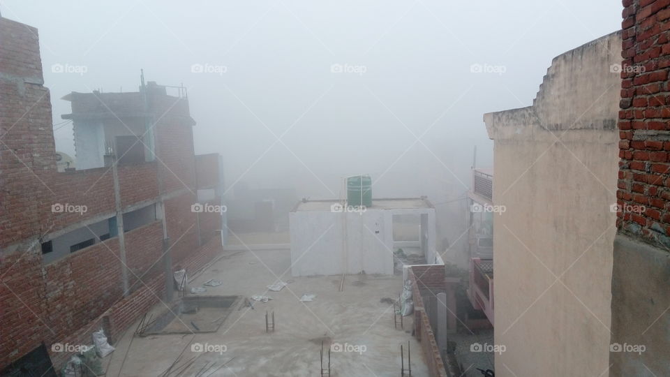 winter view with high fog