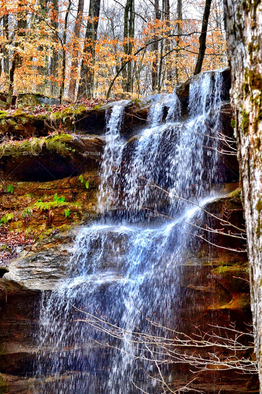 Beautiful waterfall in the Hoosier national forest in Indiana. 