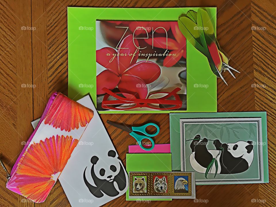 Cheerful desktop flat lay.