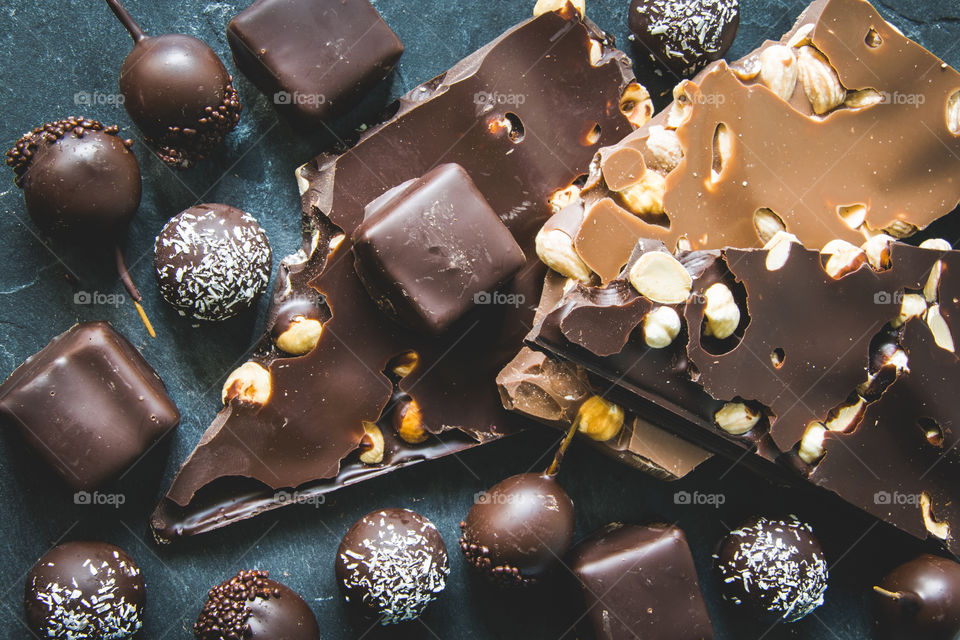 View of chocolates on table