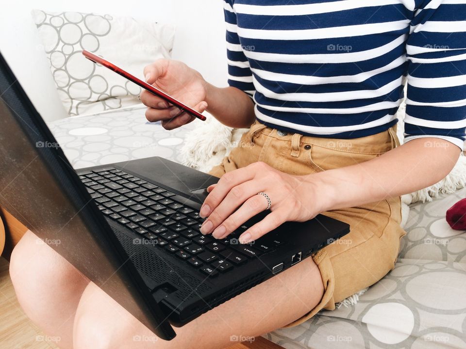 Girl using laptop