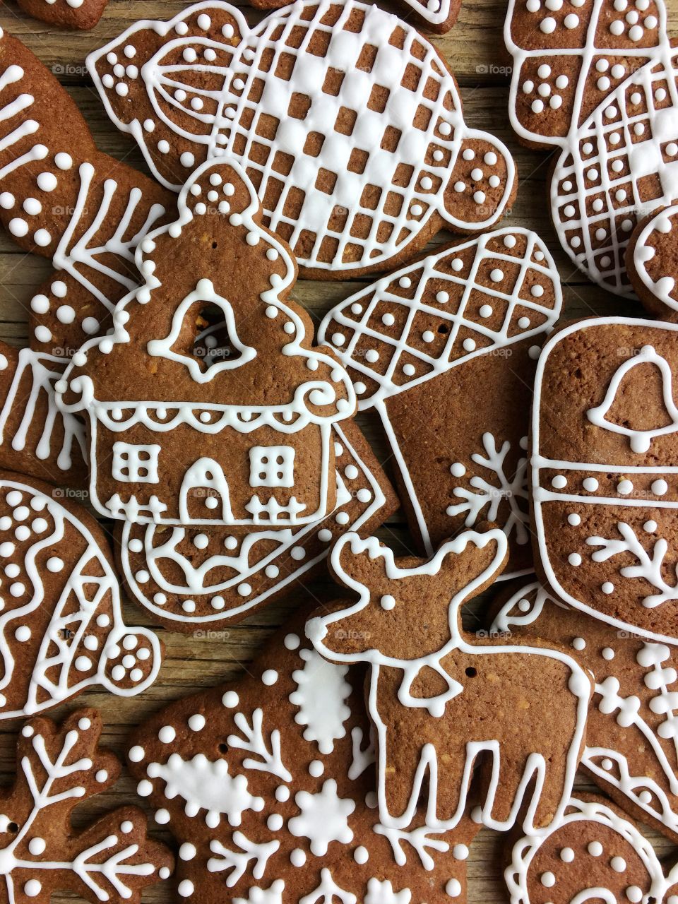 Close up of Christmas gingerbread cookies