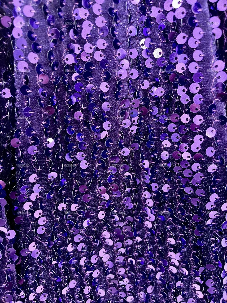 Sparkly purple sequin fabric close up, glitter fabric, pailettes diamanté fabric, party dresses 