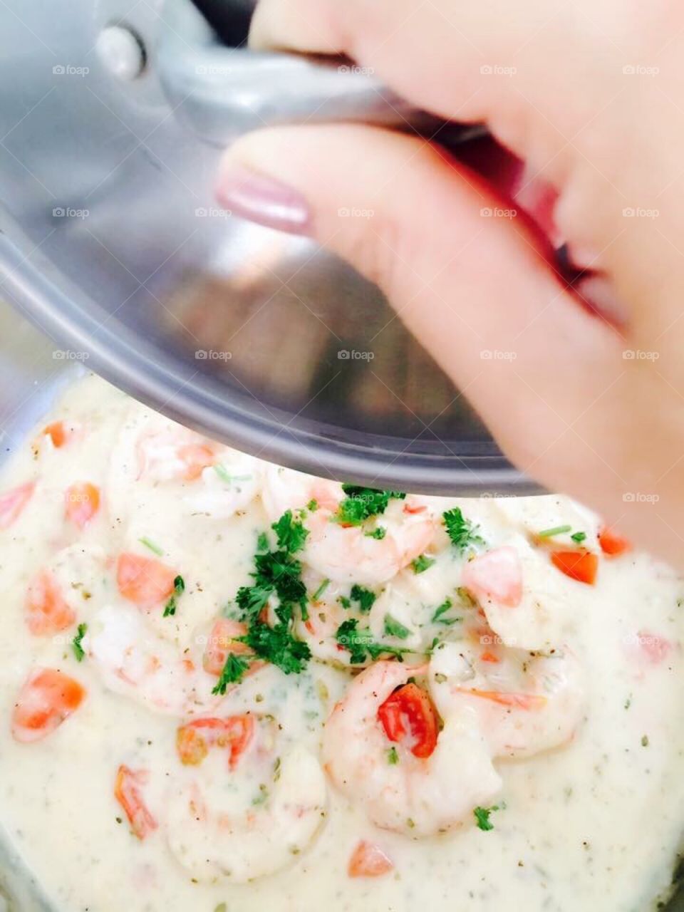 Shrimp with cream sauce 