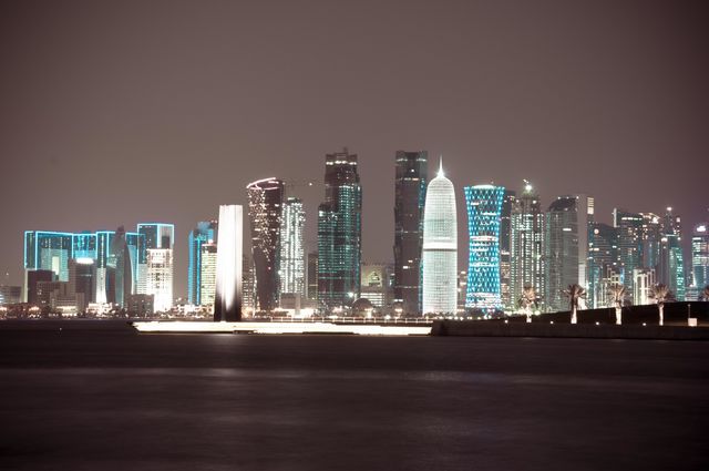 Doha skyline at night