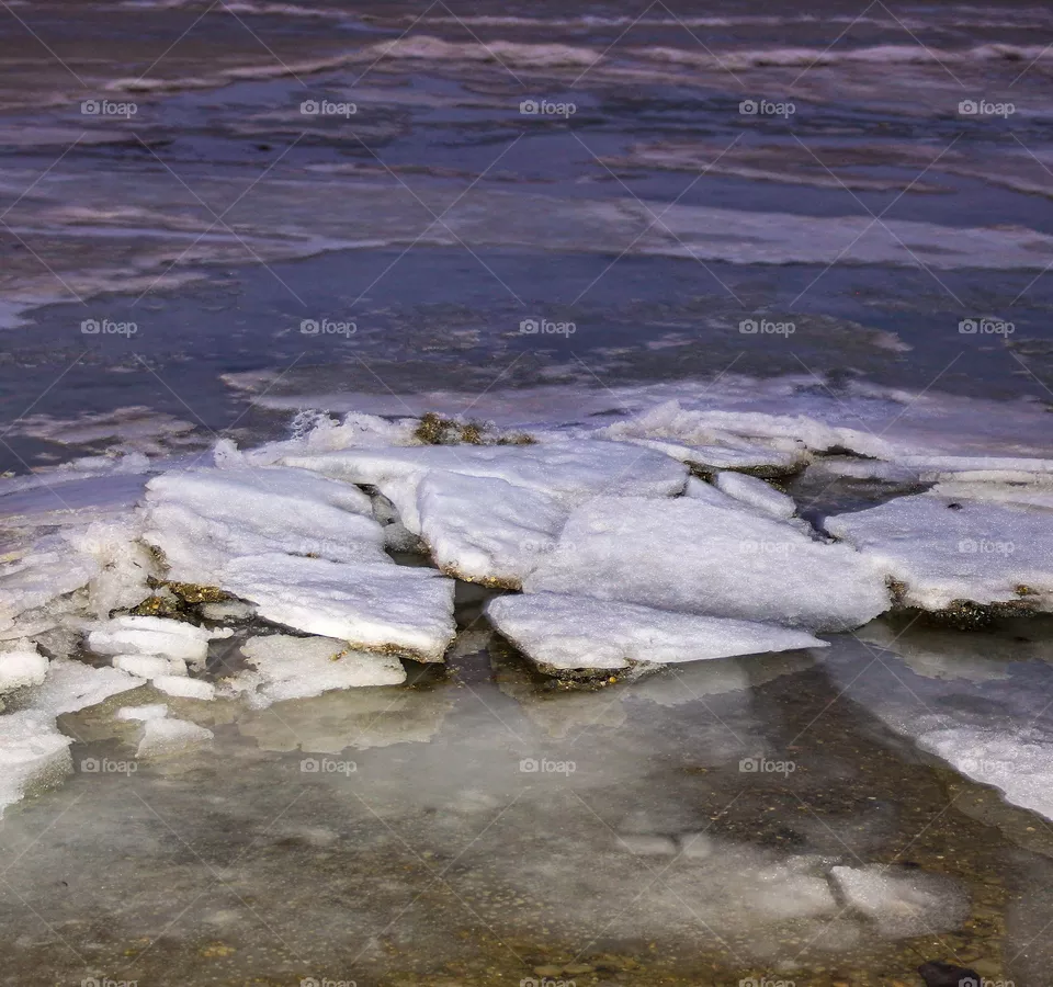 Ice floes on the sea