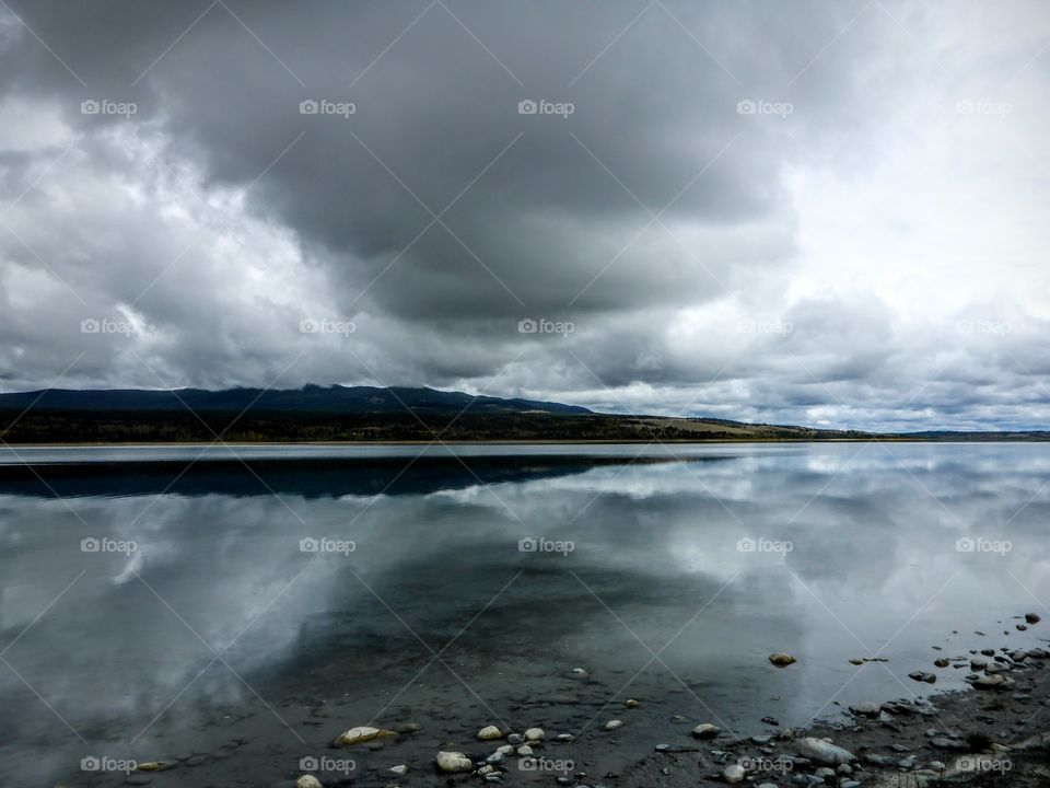 Dramatic sky over lake